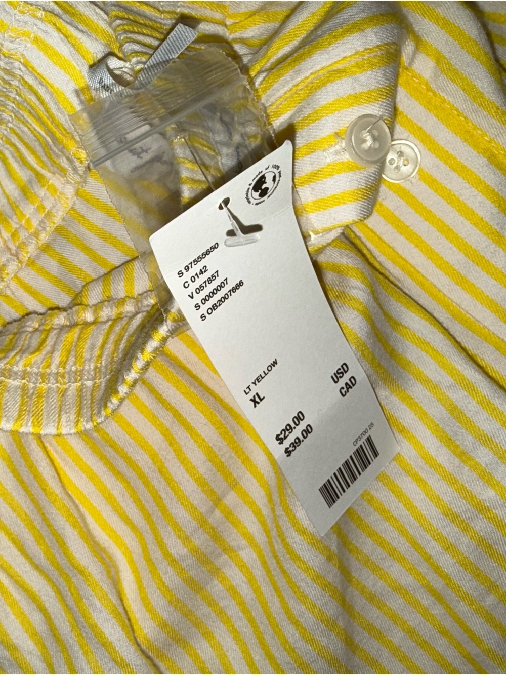 Womens Light Yellow Striped shorts - XL